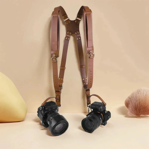 Dual leather camera harness - dual,